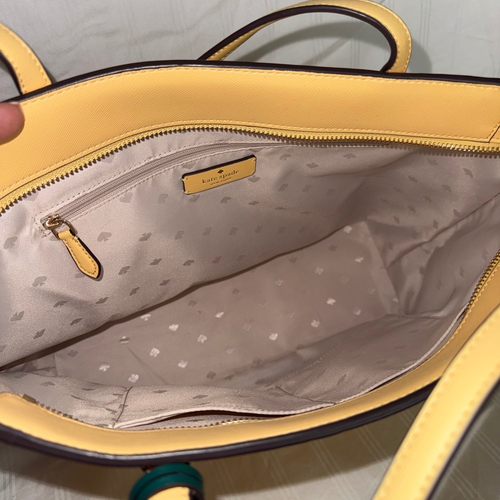 Kate Spade Buttercream Yellow Saffiano Leather Tote Bag Zip Wallet Set Pineapple - Picture 9 of 13